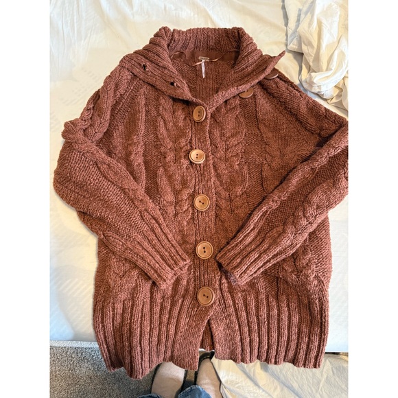 Free People Cable Knit Cardigan - Brown